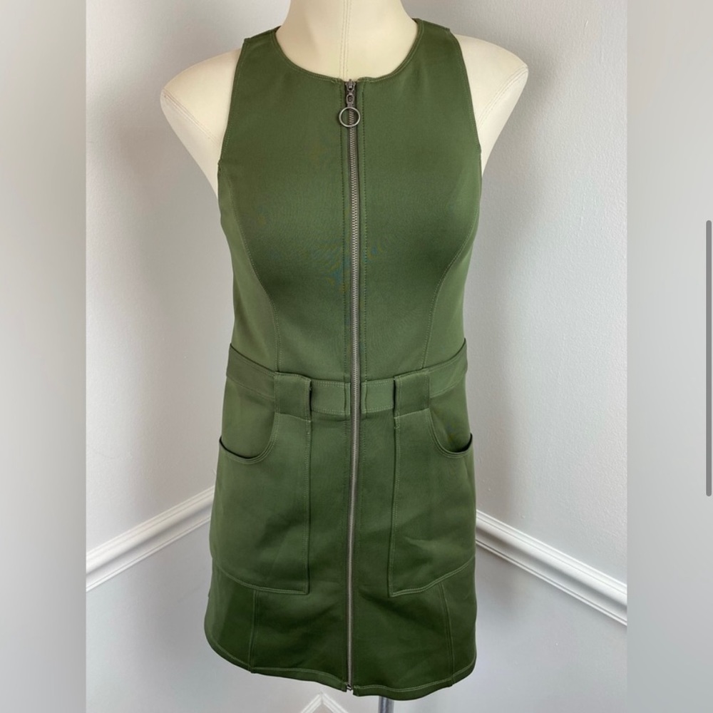 COPY - Abercrombie & Fitch Army Green Scuba Dress with Zipper and Pockets